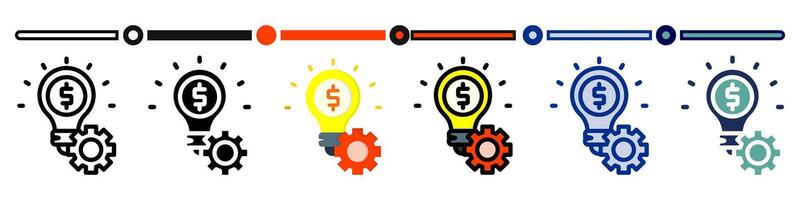 Business idea icon collection. 6 Various style icons. For sign, symbol, element, presentation, infographic or web graphics. Illustration. vector