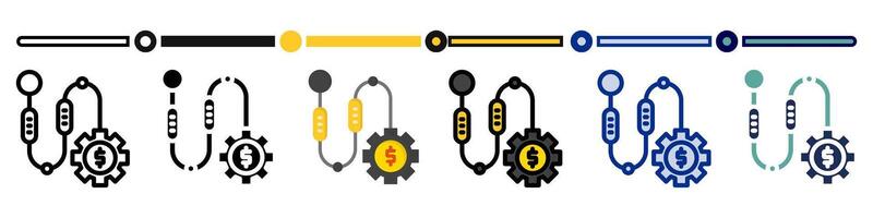 Iteration icon collection. 6 Various style icons. For sign, symbol, element, presentation, infographic or web graphics. Illustration. vector