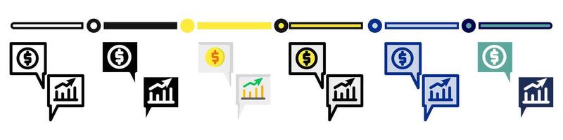 Business communication icon collection. 6 Various style icons. For sign, symbol, element, presentation, infographic or web graphics. Illustration. vector