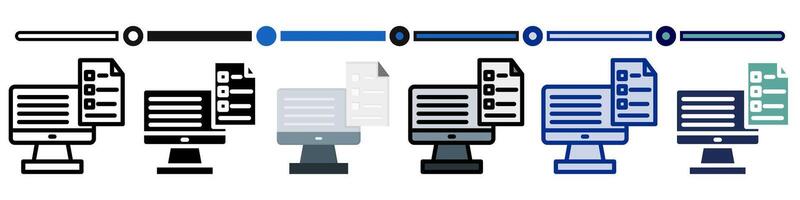 Digital report icon collection. 6 Various style icons. For sign, symbol, element, presentation, infographic or web graphics. Illustration. vector