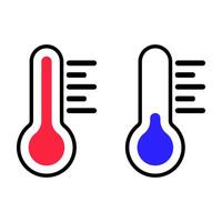 Thermometer icon is a cold and heat temperature scale symbol. vector