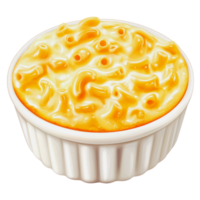 Creamy macaroni and cheese served in a white ramekin on a plain background png