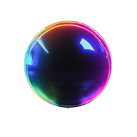 A vibrant, reflective bubble resting on a smooth surface with colorful highlights in soft lighting png