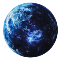 A vibrant blue planet floating in the cosmos with swirling clouds and twinkling stars in the background png