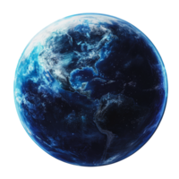 A detailed view of Earth from space showcasing oceans, continents, and atmospheric clouds in vivid colors png