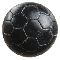 A black soccer ball resting on a surface, featuring a hexagonal pattern, suitable for recreational and competitive play png