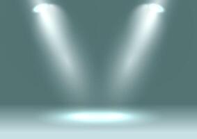 Display background with spotlights shining down in an empty room vector