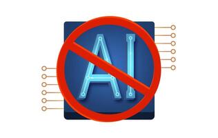 Icon of stop sing for artificial intelligence. Stop artificial intelligence. vector