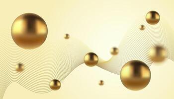 Abstract background with golden metallic balls. Trendy background in realistic style with gold. vector