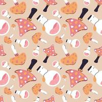 halloween seamless pattern with potion and mushrooms vector