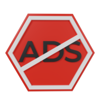 3d render of ad blocker icon. illustration of protection from advertising in applications or the web png