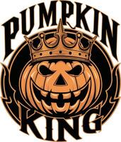 Pumpkin King of the Patch Illustration with Crowned Character Inside Pumpkin Surrounded. vector