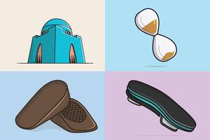 Collection of Sole with Hourglass and speaker with Quaid tomb design with shadow. vector