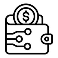 Digital Wallet Line Icon Design For Personal And Commercial use vector