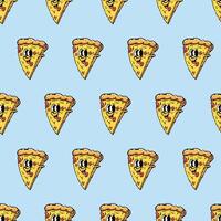 seamless pattern of a cartoon pixel pizza vector