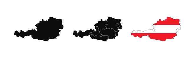Austria Map. Map of Austria with National Flag. vector