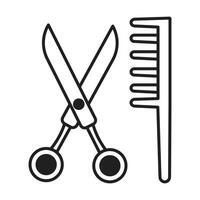 Scissor and Comb icon on white background vector
