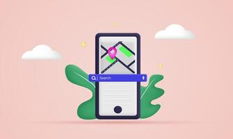 3d smartphone maps navigation new idea concept design vector