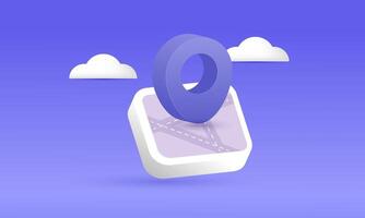 3d icon purple maps navigation new idea concept design vector