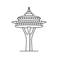 Futuristic observation tower in Seattle, panoramic city views, space needle building design vector
