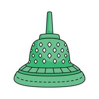 Largest Buddhist temple in the world, located in Indonesia, borobudur design vector