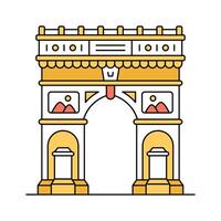 Modern icon of arc de triomphe, a famous paris monument vector