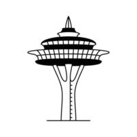 Futuristic observation tower in Seattle, panoramic city views, space needle building design vector