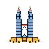 Malaysian landmark, petronas tower, twin tower icon design in modern style vector