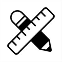 Pencil and ruler denoting icon of drafting tools, of design tools vector