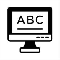 English alphabets inside computer showing concept icon of online learning vector