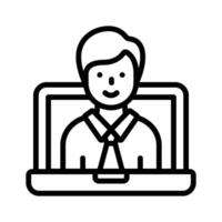 Lecturer inside laptop showing concept icon of online learning vector