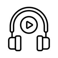play button with headphones, depicting concept icon of lesson vector