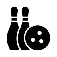Skittles with bowling ball denoting bowling game icon vector