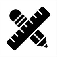 Pencil and ruler denoting icon of drafting tools, of design tools vector