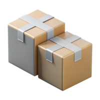 3d render style of 2 paper boxes flat isolated on a transparent background png