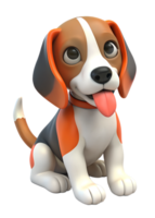3d render style, Beagle Puppy is waiting for food happily isolated on transparent background png