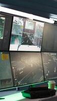 Vertical Empty army command post used for operating missile defense system designed to intercept and destroy ballistic missiles. High tech armed forces headquarters used for tracking rockets video