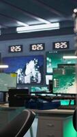 Vertical Cutting edge gear in army command center housing operational missile defense system. Armed forces headquarters used for tracking enemy aircraft entering airspace borders using radar systems video