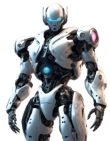 humanoide robot en transparente antecedentes. muy detallado 3d hacer de un futurista blanco humanoide robot con un dinámica pose. png