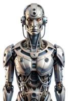 Hyper-Realistic Advanced Humanoid Robot on Transparent Background. png