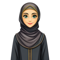 Elegant Girl in Abaya Illustration png
