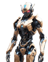 Hyper-Realistic Advanced Humanoid Robot. 3D render of a highly detailed futuristic humanoid robot. png