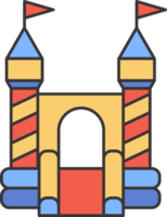 Bouncy castle color icon. Inflated equipment for amusement park and kids zone.. Inflatable house pictogram with slide for air trampoline park and children playground for jumping. png