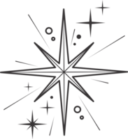 Line icon of stars. Sparks and shiny elements. Abstract glitter symbol with light effect. Minimal Y2K magic twinkles png