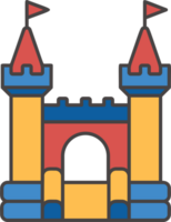 Bouncy castle color icon. Inflatable house pictogram with slide for air trampoline park and children playground for jumping. Inflated equipment for amusement park and kids zone. png