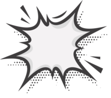 Manga speech bubble. Comic text frame with pop art halftone dotted effect. Balloon chat shape for dialog. Cloud for shock shout and scream action messages. Irregular cartoon decoration png