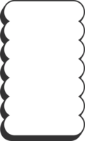 Wavy border frame. Rectangle scallop edge box. Retro cute rectangle shape. Squiggle groovy aesthetic decorative design with shadow. png