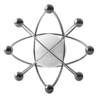 3D model of an atom with a central nucleus and orbiting electrons, illustrating atomic structure in a scientific context, cut out - stock . png