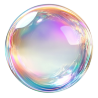 fermer de une coloré savon bulle reflétant lumière et mettant en valeur iridescent motifs, Couper en dehors - Stock . png