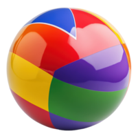 coloré plage Balle repos sur une plat surface, mettant en valeur vibrant motifs et couleurs, parfait pour été amusement à le plage, Couper en dehors - Stock . png
